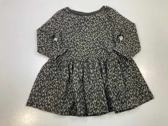 Robe m.l noire motif léopard gris polar, moins cher chez Petit Kiwi