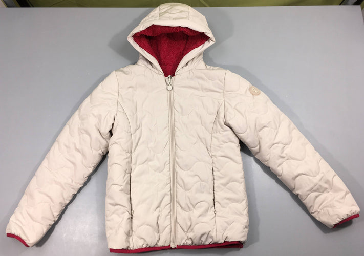 Veste réversible rose moutonné/beige, moins cher chez Petit Kiwi
