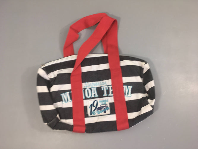 Petit sac de sport blanc rayé noir Superior, moins cher chez Petit Kiwi