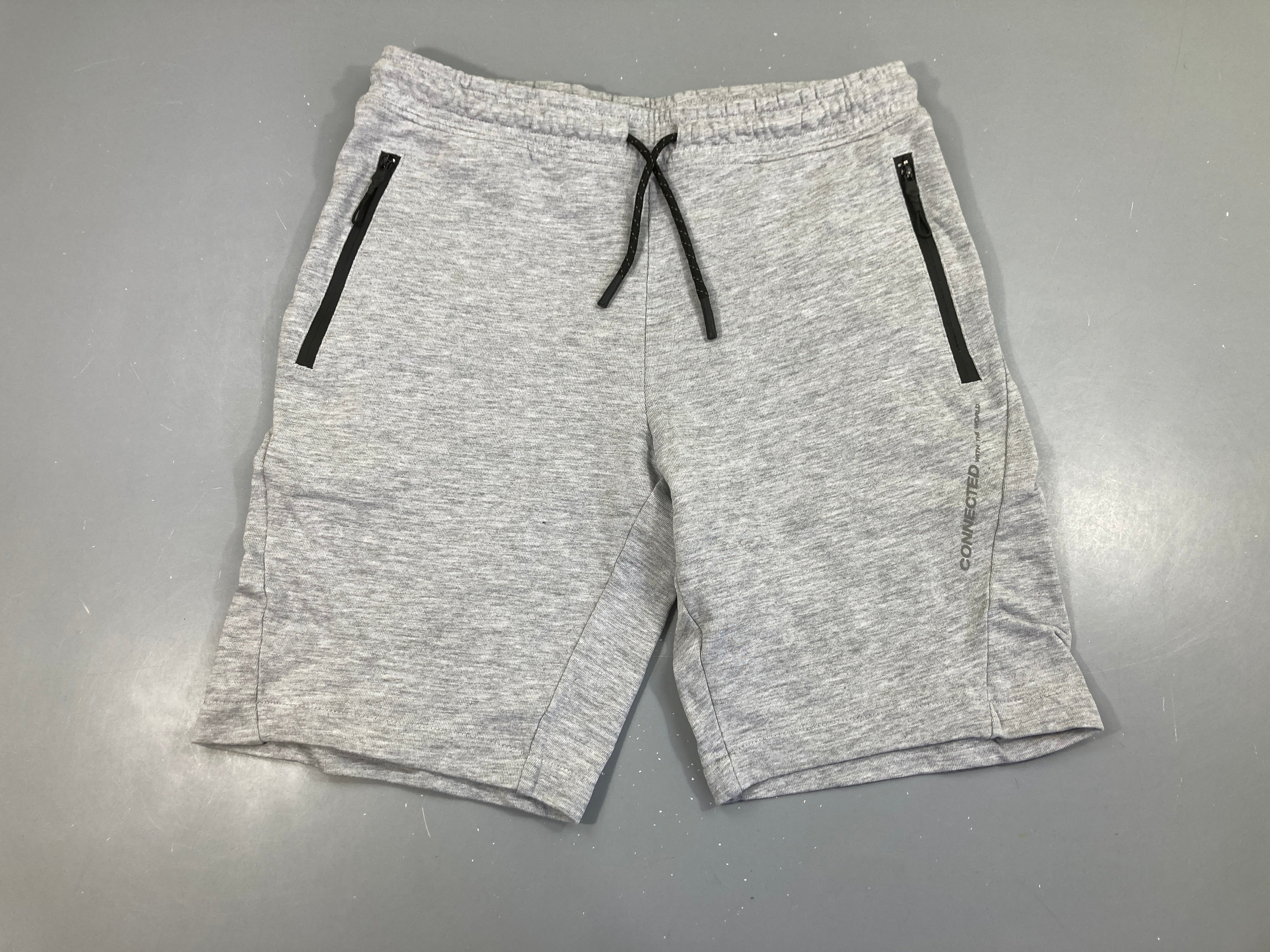 Bermuda molleton gris zip