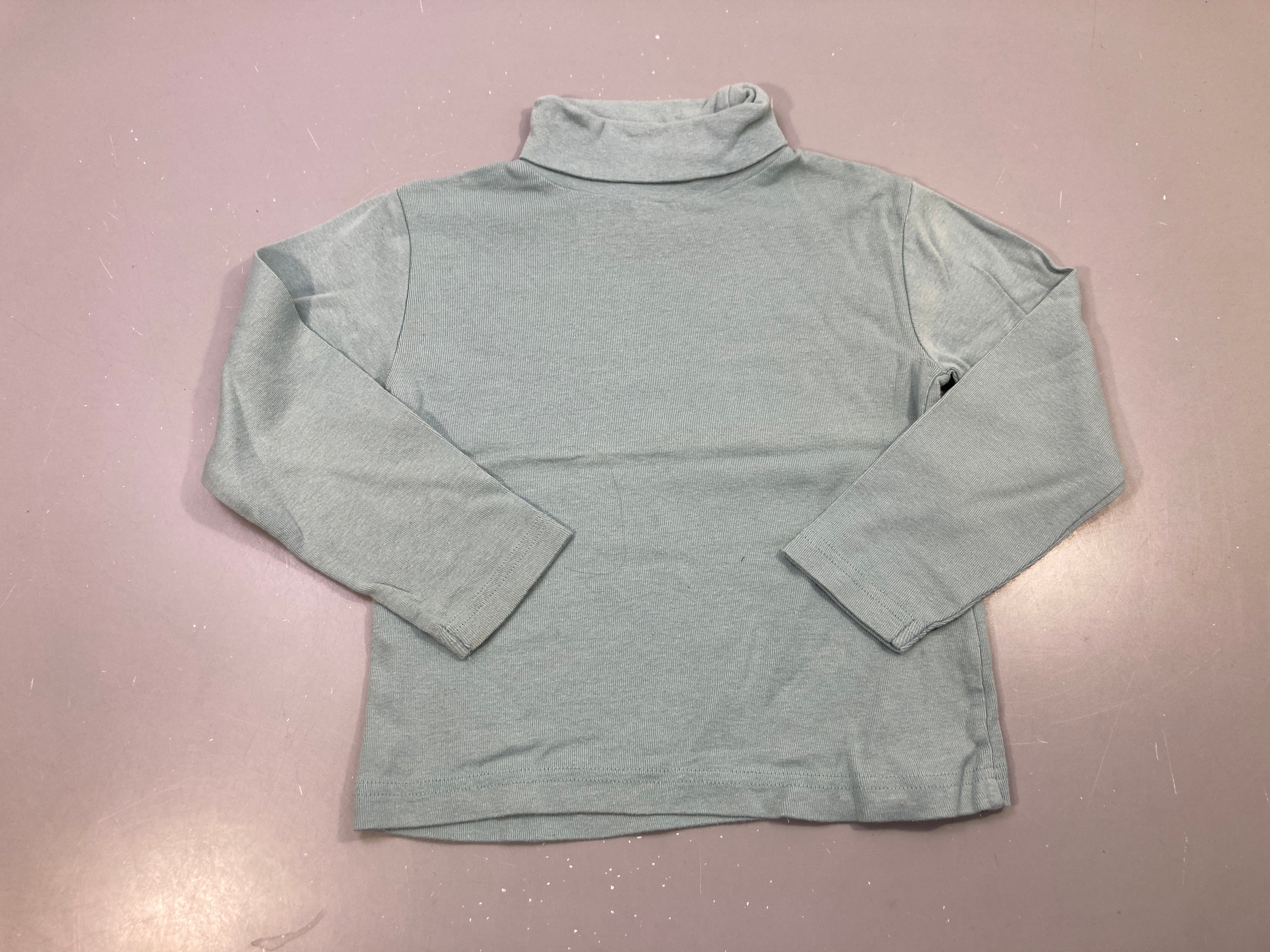 T-shirt m.l col roulé vert d'eau uni