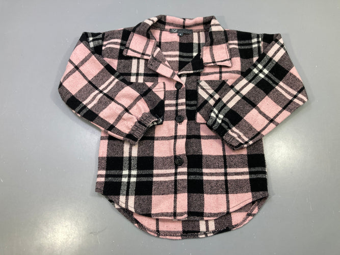 Surchemise m.l rose noir blanc carreaux, flanelle, moins cher chez Petit Kiwi