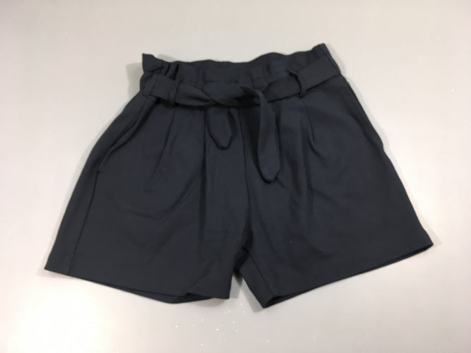 Short molleton bleu marine, ceinture, moins cher chez Petit Kiwi