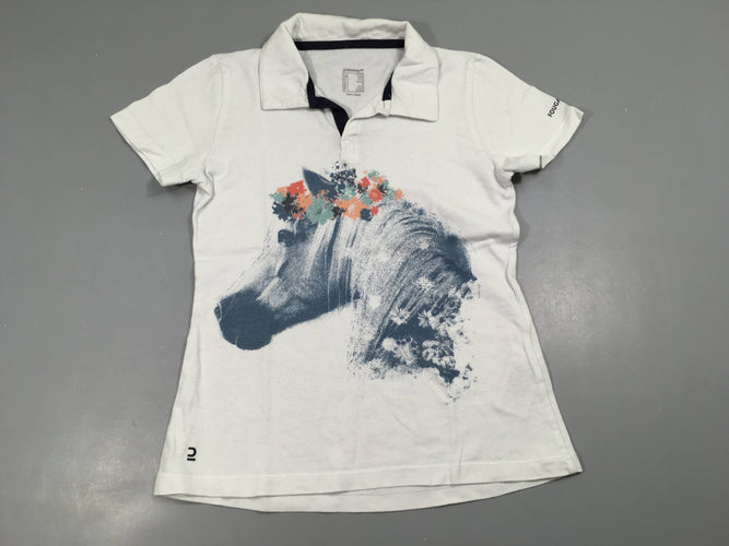 Polo m.c jersey blanc cheval, Fouganza, moins cher chez Petit Kiwi