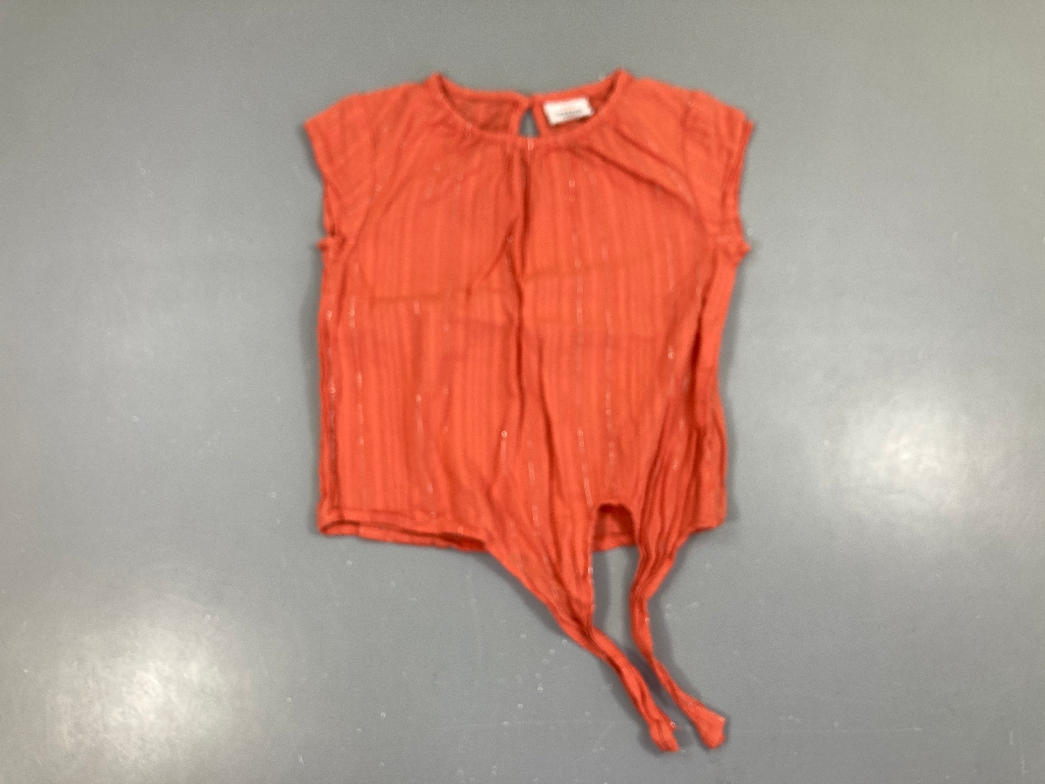 Blouse m.c orange rayé argenté