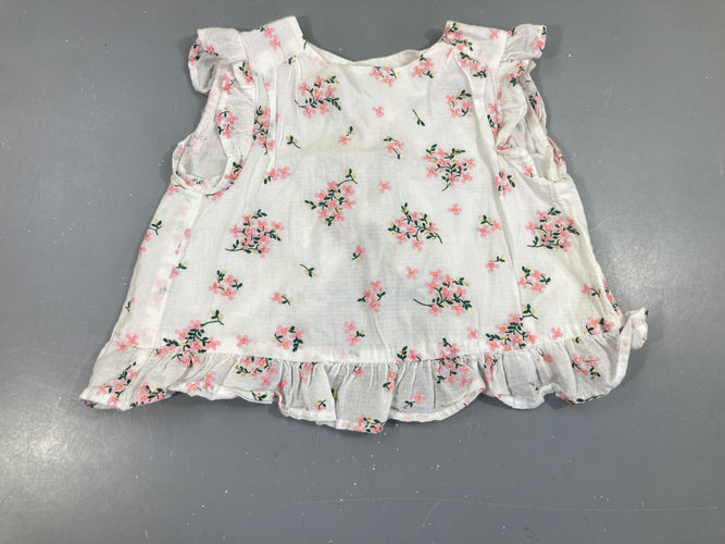 Blouse m.c blanche fleurs, moins cher chez Petit Kiwi