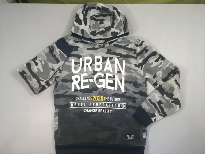 Sweat épais camouflage gris/bleu uRobean re-gen, légèrement bouloché, moins cher chez Petit Kiwi