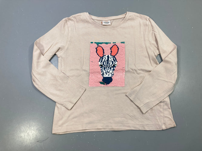 T-shirt m.l rose pâle zèbre sequins réversibles, moins cher chez Petit Kiwi