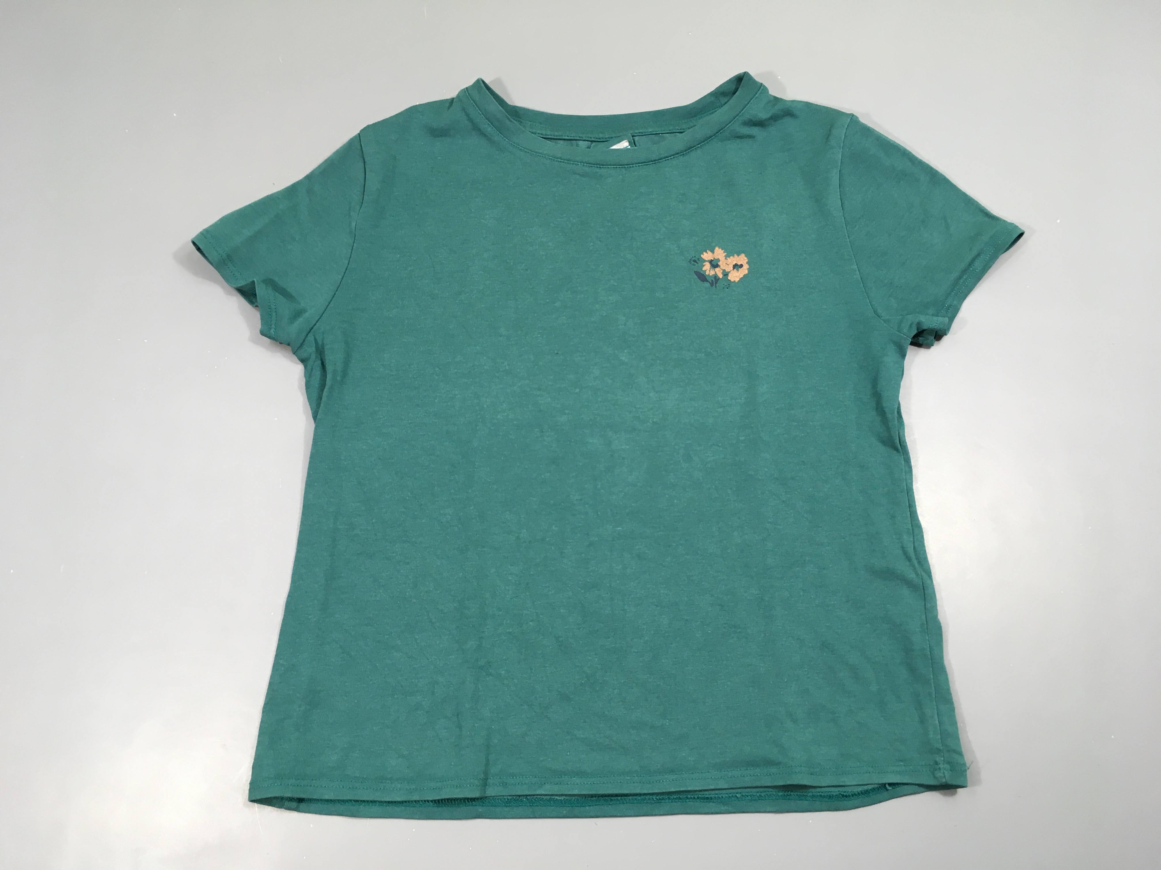 T-shirt m.c vert chiné fleurs