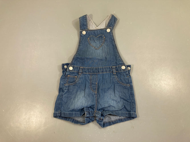 Salopette short denim coeur, moins cher chez Petit Kiwi