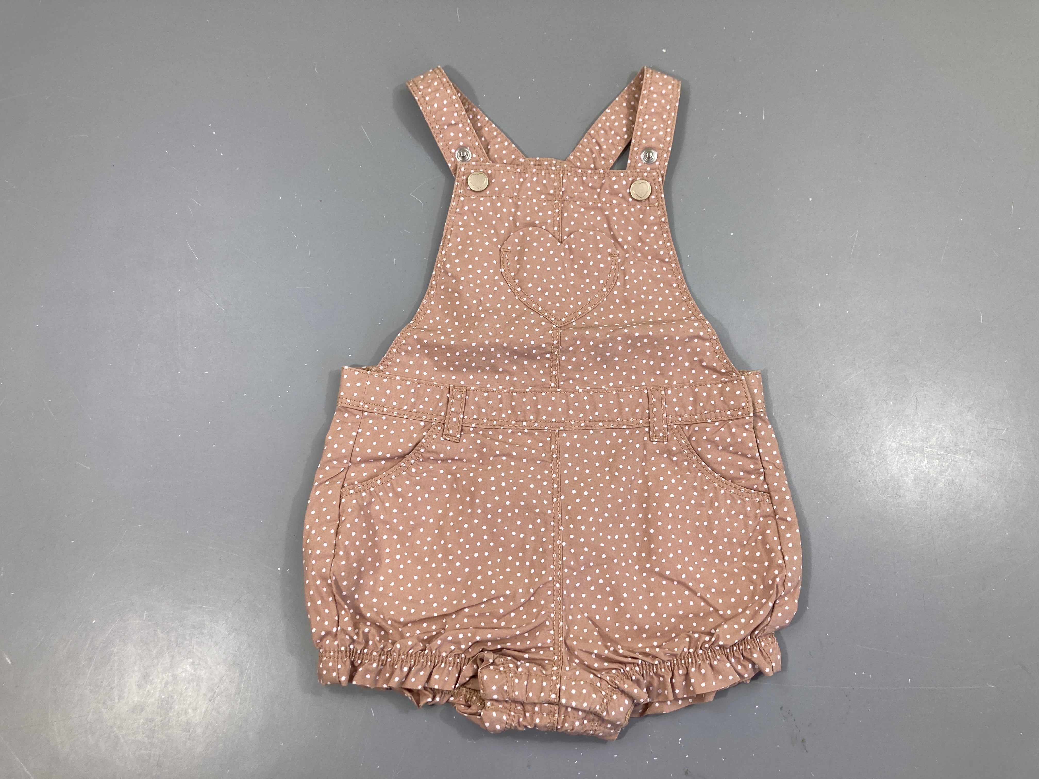 Salopette bar.boteuse beige pois blancs