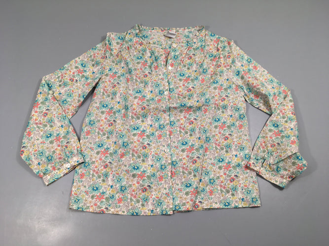 Blouse ml blanche fleurs, moins cher chez Petit Kiwi
