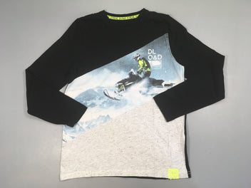 T-shirt m.l noir/gris moucheté moto neige