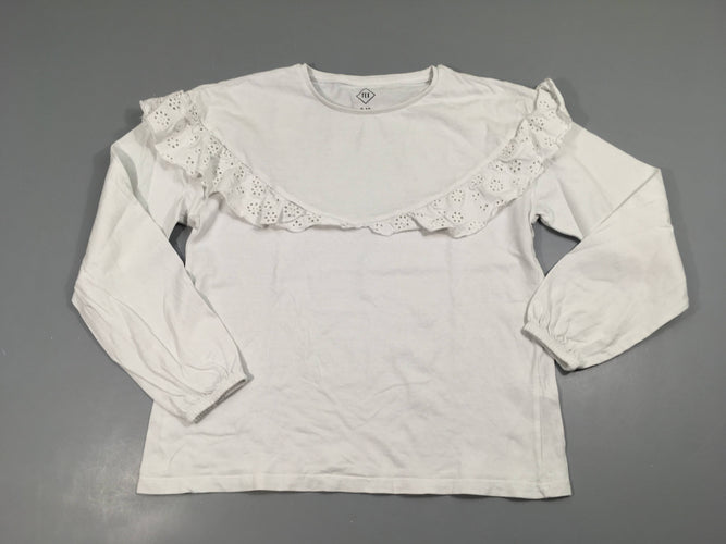 T-shirt m.l blanc froufrous, moins cher chez Petit Kiwi