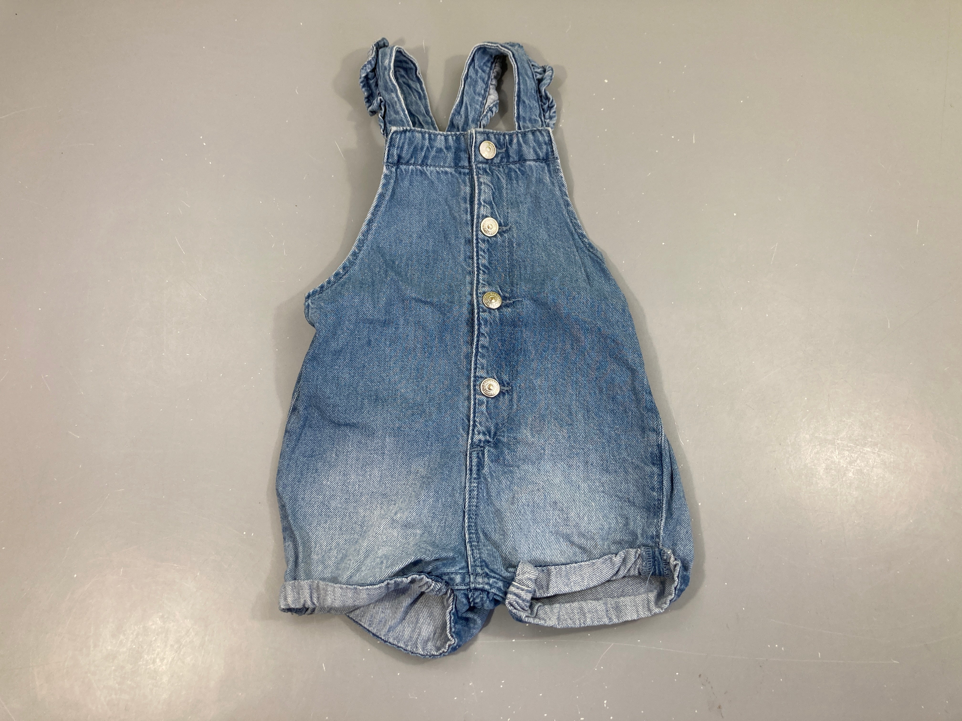 Salopette short jean froufrous