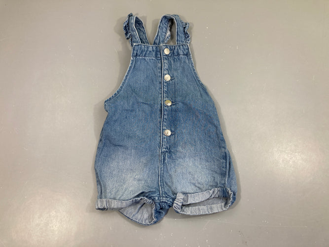 Salopette short jean froufrous, moins cher chez Petit Kiwi