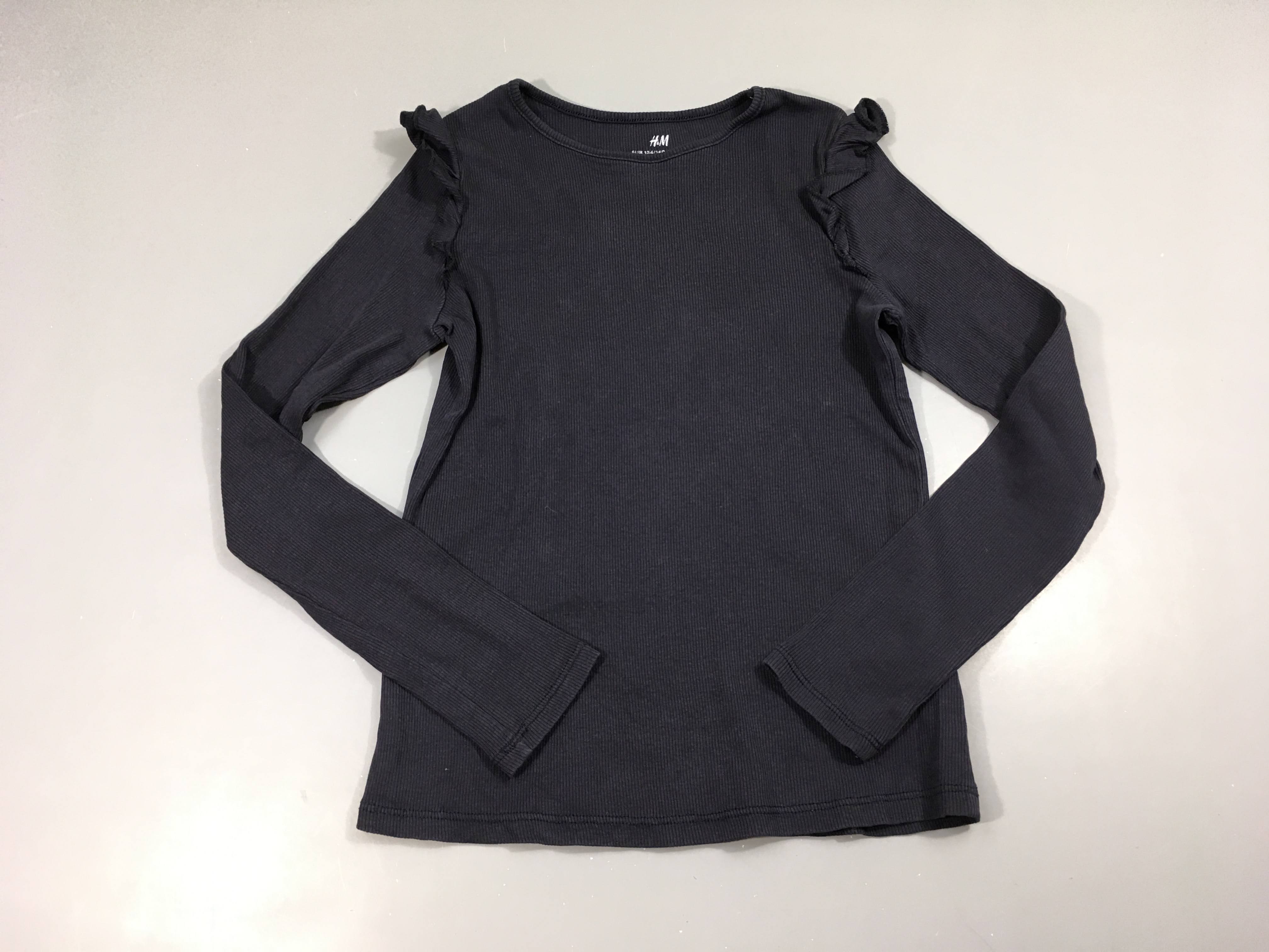 T-shirt m.l côtes noir froufrous