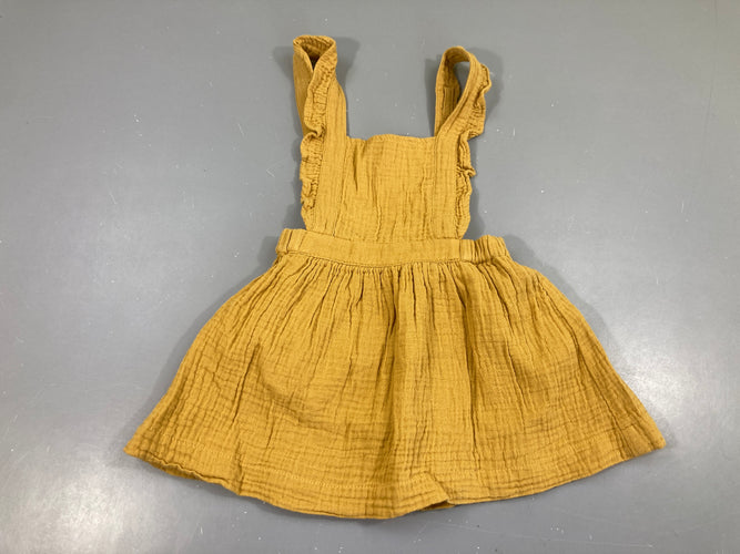 Robe fines bretelles coton tetra moutarde, moins cher chez Petit Kiwi