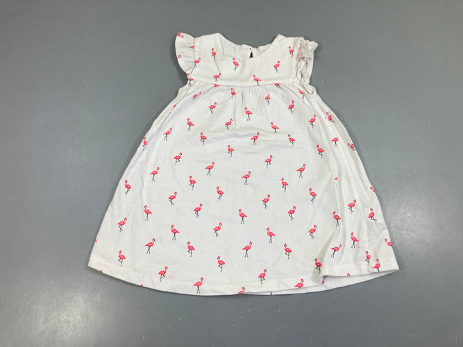 Robe m.c blanche flamants rose, moins cher chez Petit Kiwi