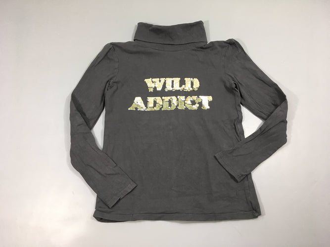 T-shirt col roulé gris foncé Wild sequins réversibles, moins cher chez Petit Kiwi