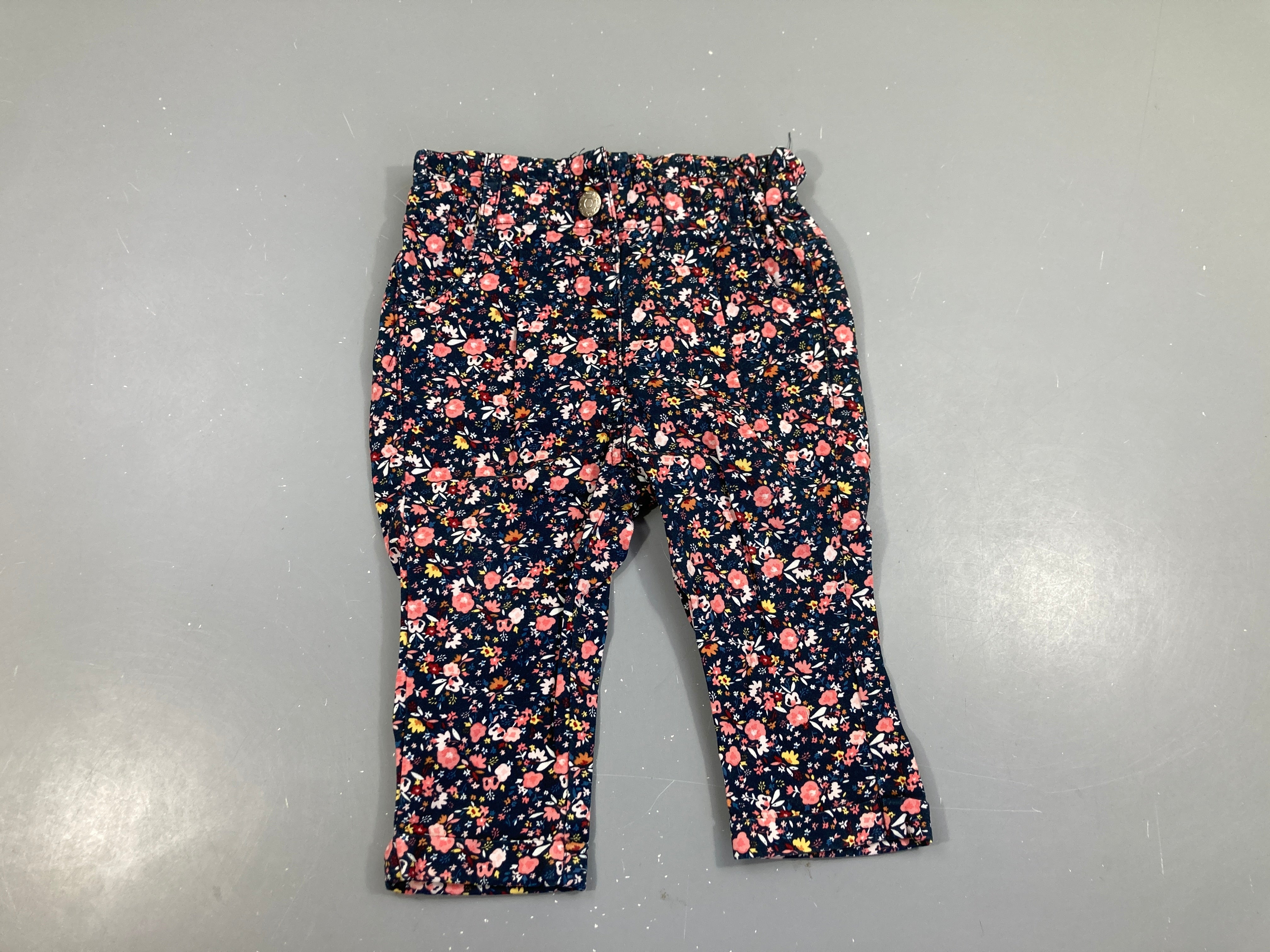 Pantalon bleu marine fleurs