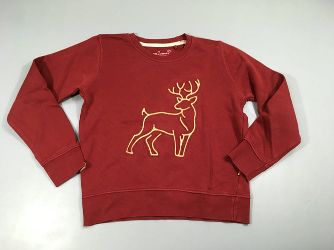 Sweat bordeaux renne relief, Noël, moins cher chez Petit Kiwi