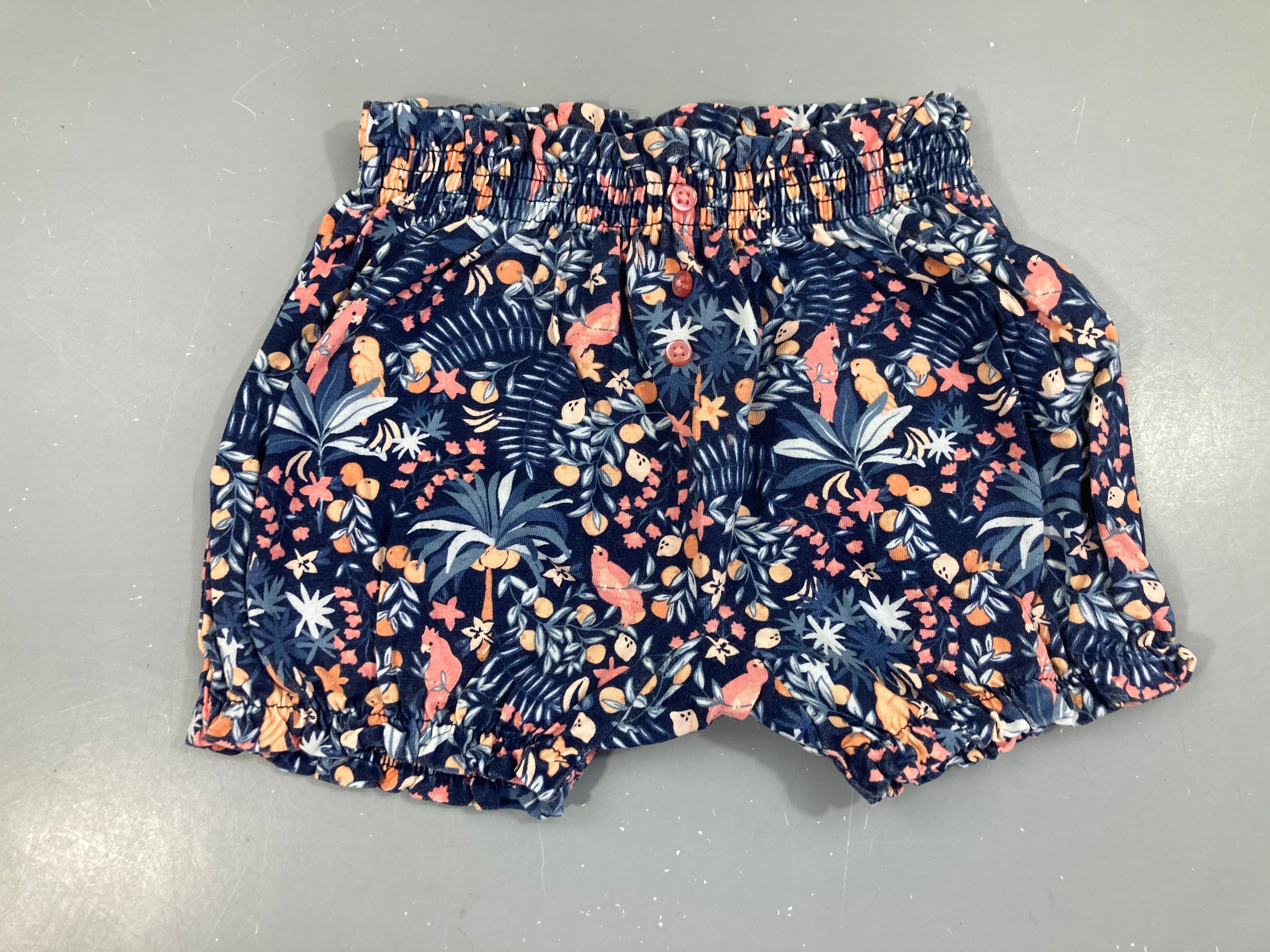 Short molleton bleu marine fleurs
