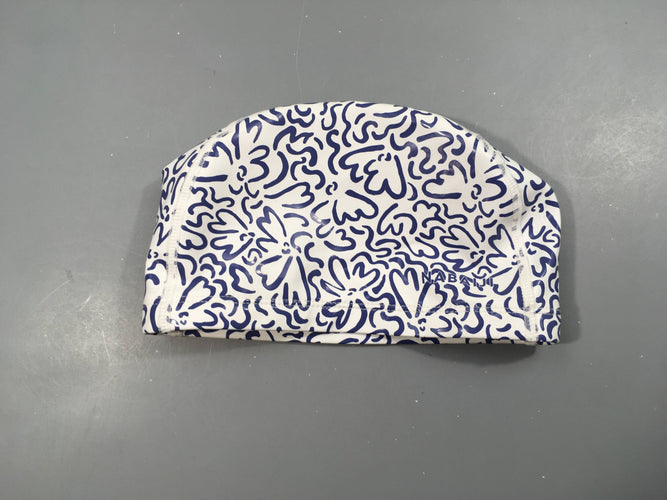 Bonnet de bain en tissu enduit, blanc/bleu, moins cher chez Petit Kiwi