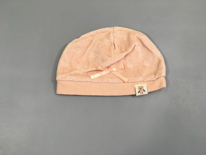 Bonnet velours rose pâle hibou, moins cher chez Petit Kiwi