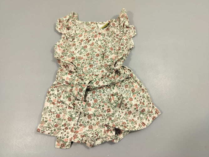 Combishort blanche à fleurs pastel  100% coton, moins cher chez Petit Kiwi