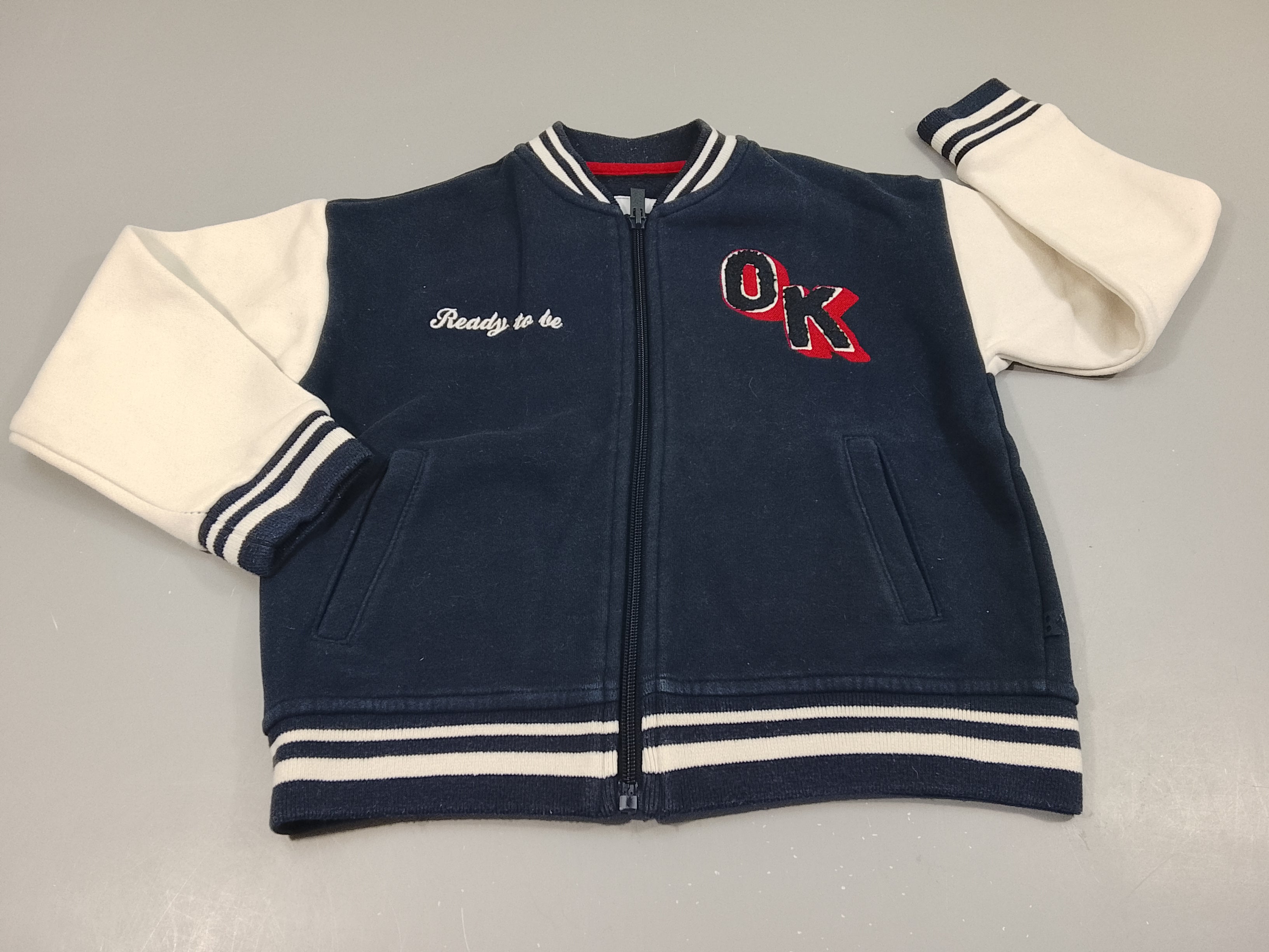 Swat zippé bleu marine, blanc  