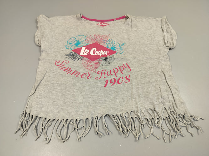 T-shirt m.c gris flammé "Lee Cooper", franges sur le dessous, moins cher chez Petit Kiwi