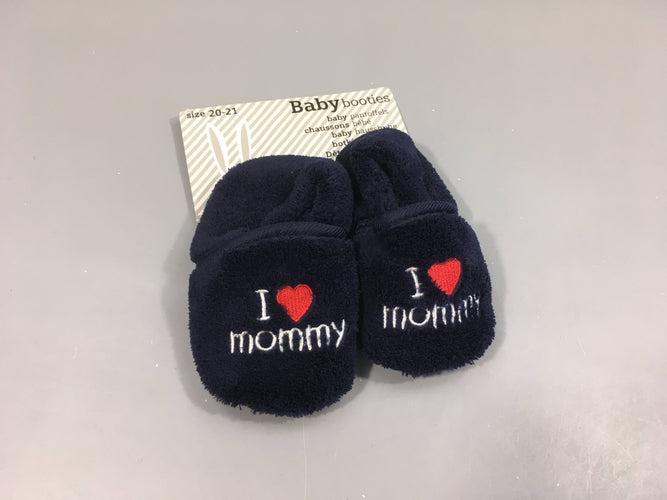 Neuf-Chaussons velours bleu foncé Love Momy 20-21, moins cher chez Petit Kiwi