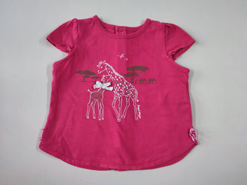 T-shirt m.c rose girafes paillettes