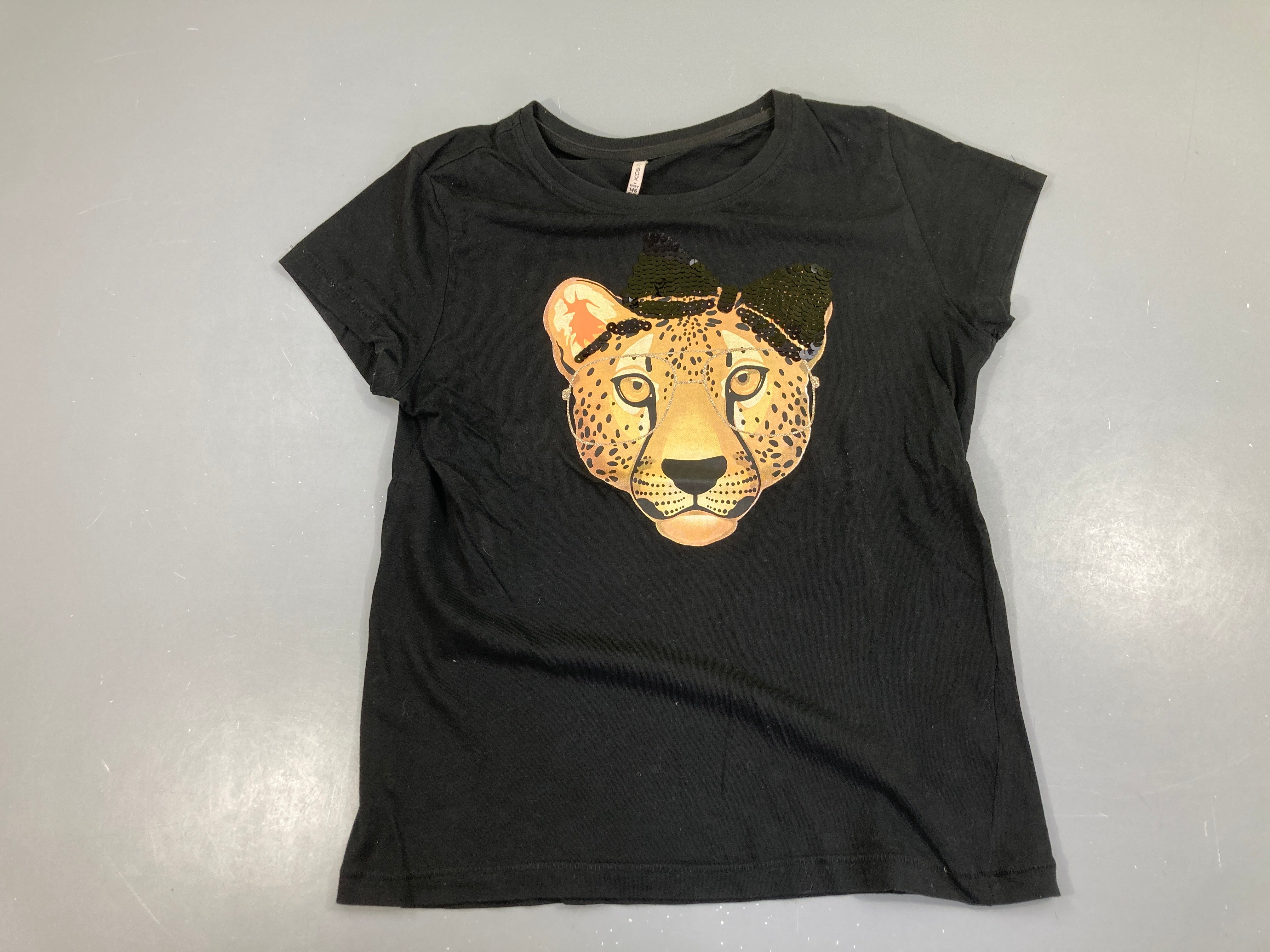 T-shirt m.c noir léopard sequins, Kids Only