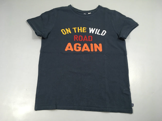 T-shirt m.c coton piqué bleu marine Again relief, moins cher chez Petit Kiwi