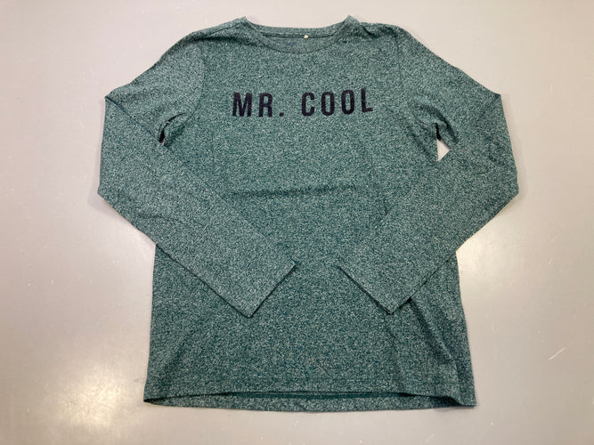 T-shirt m.l vert chiné, texte floqué Mr. Cool, moins cher chez Petit Kiwi