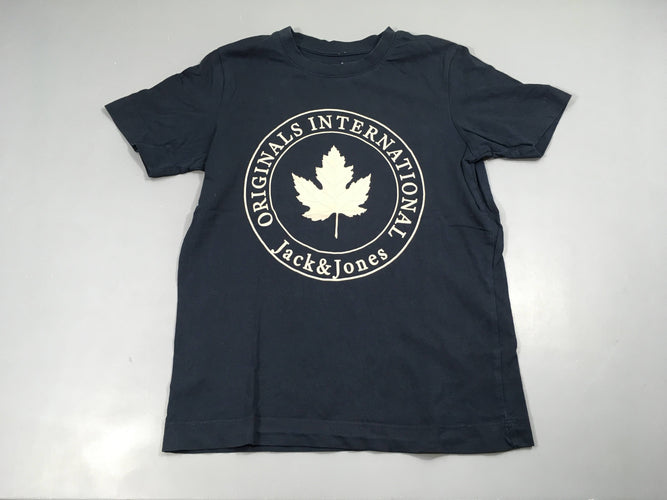 T-shirt m.c bleu marine feuille, moins cher chez Petit Kiwi