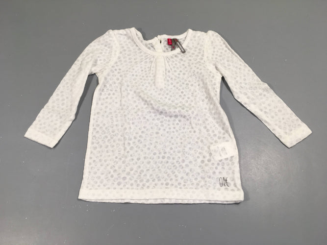 T-Shirt m.l  blanc à pois semi transparent, moins cher chez Petit Kiwi