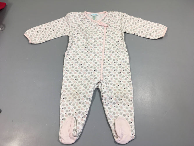 Pyjama jersey blanc motifs rose et gris, moins cher chez Petit Kiwi