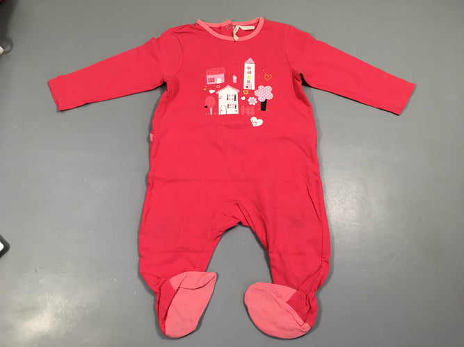 Pyjama jersey rose vif, maisons, moins cher chez Petit Kiwi