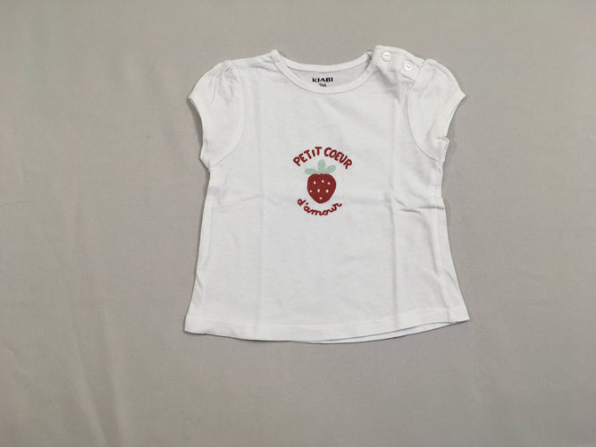 T-shirt m.c blanc fraise, moins cher chez Petit Kiwi