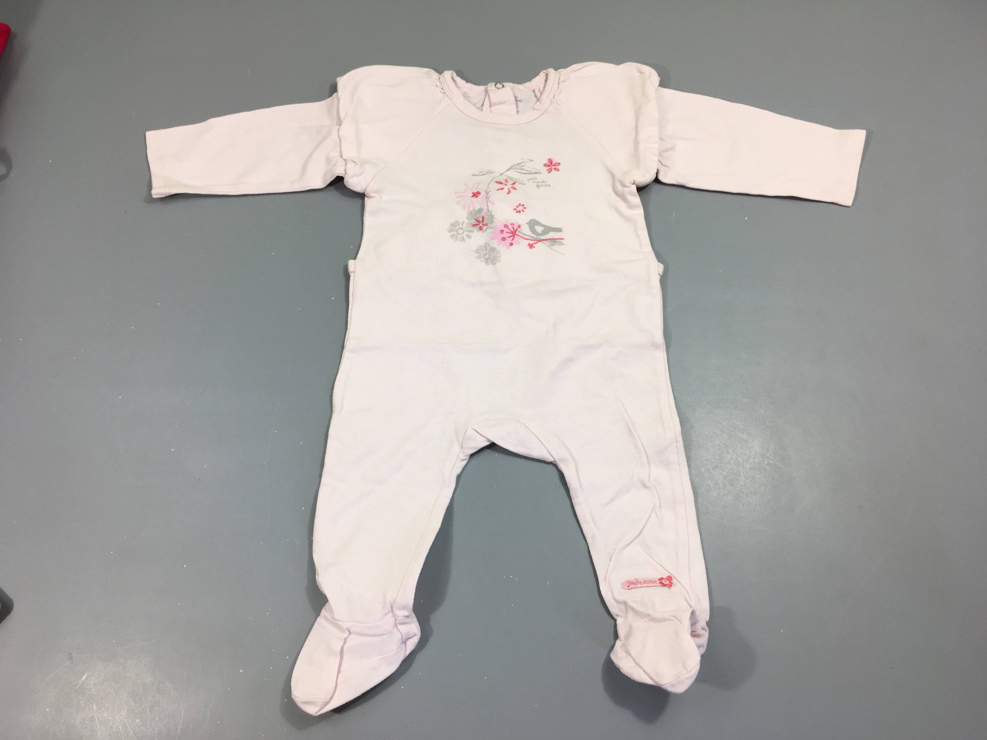 Pyjama jersey rose pâle, petites fleurs