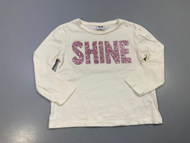 T-shirt m.l écru, Shine strass roses, moins cher chez Petit Kiwi