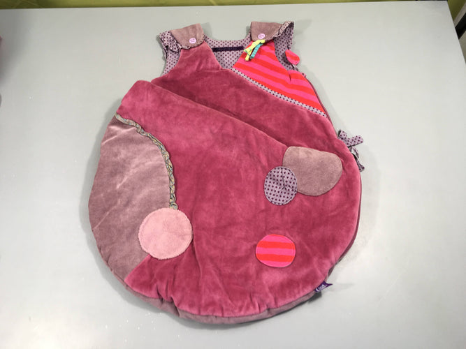 Sac de couchage s.m velours mauve avec cercles, moins cher chez Petit Kiwi