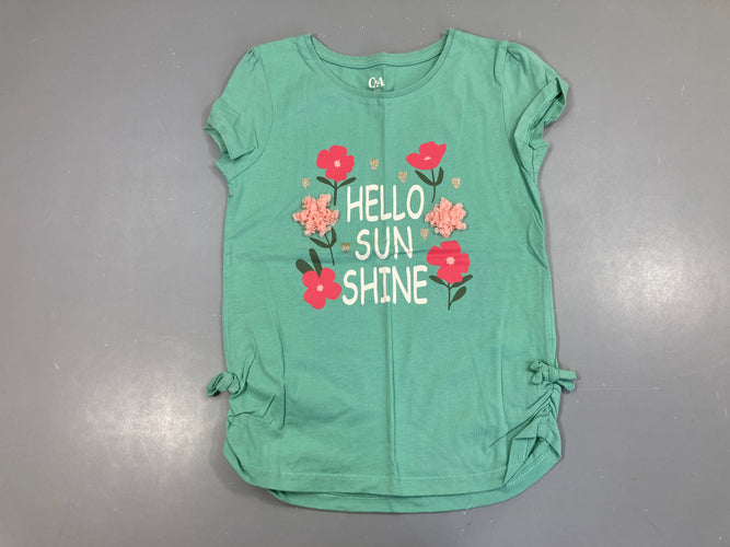 T-shirt m.c vert fleurs tulle hello, moins cher chez Petit Kiwi
