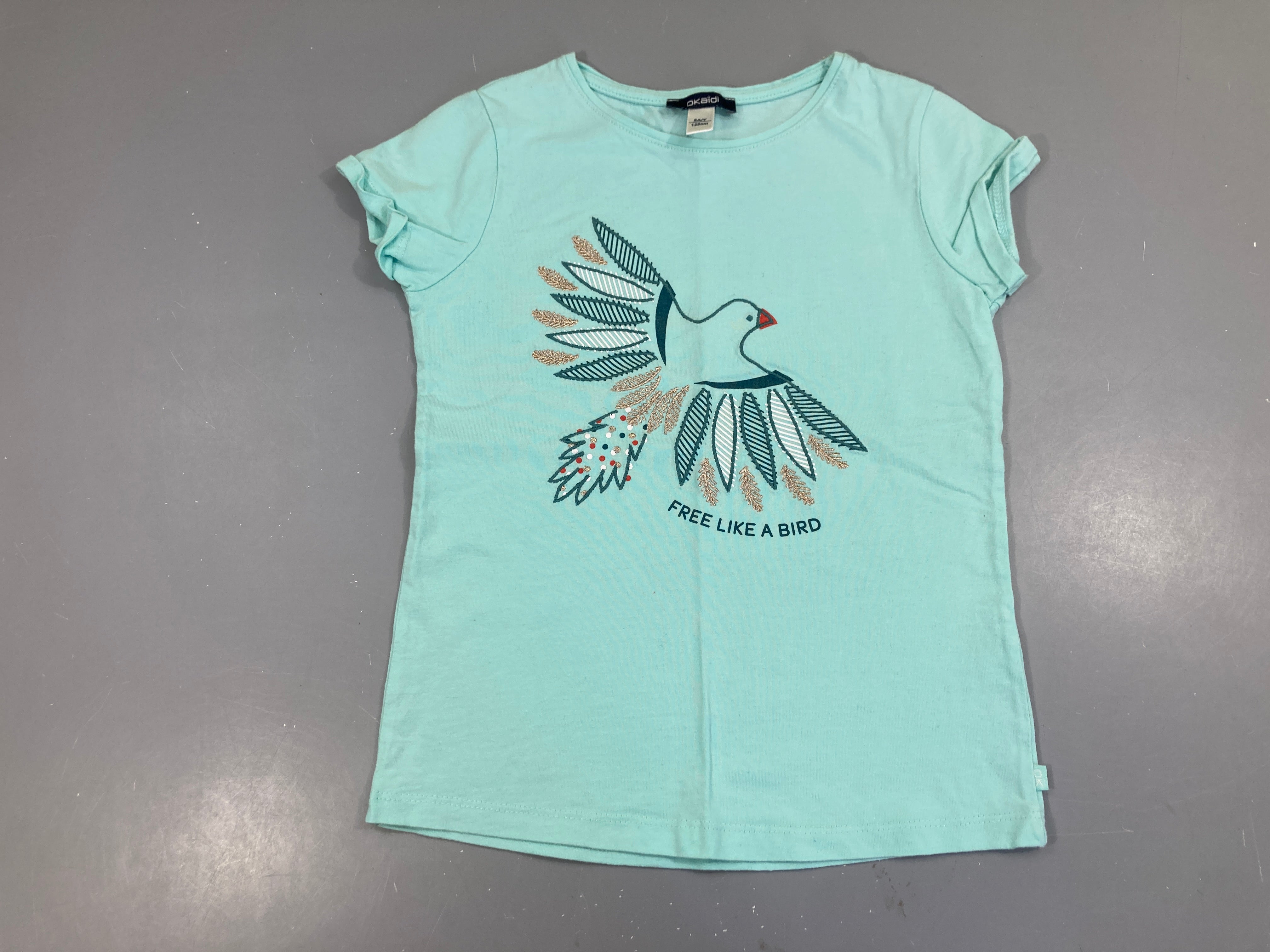 T-shirt m.c bleu clair oiseau