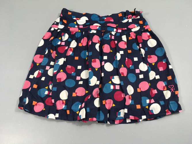 Jupe coton  bleu foncé motifs bleu/rose/blanc, moins cher chez Petit Kiwi