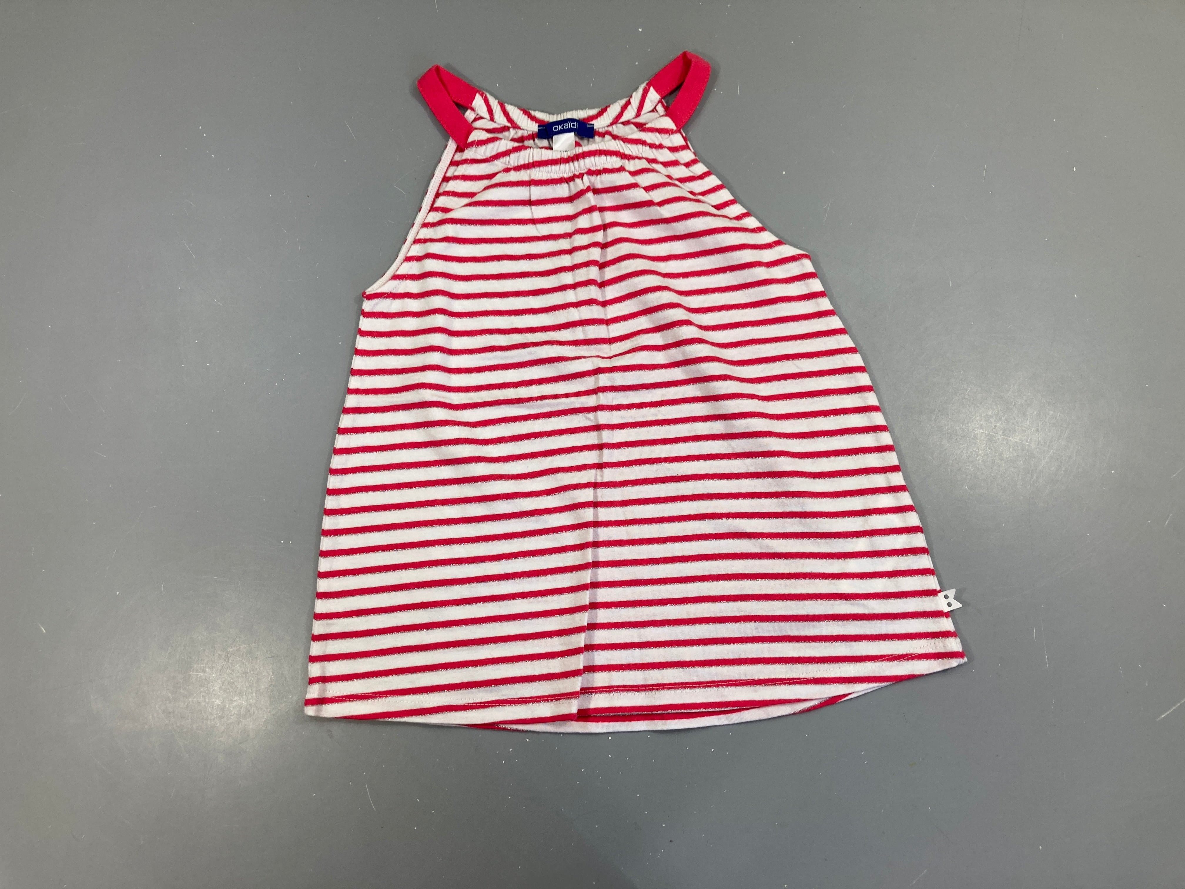 T-shirt s.m blanc rayé rose/argenté