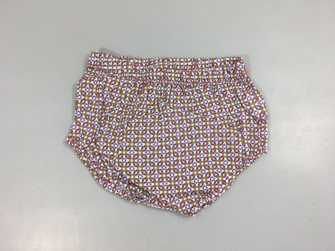 Culotte Bloomer  blanche lmotifs vert-bleu-rouge, moins cher chez Petit Kiwi